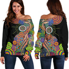 Australia Women's Off Shoulder Sweater Aboriginal Style NO.1 - Vibe Hoodie
