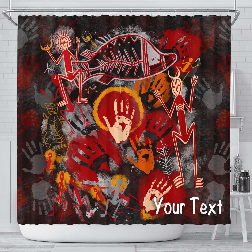 custom-aboriginal-shower-curtain-indigenous-fish-hand-art