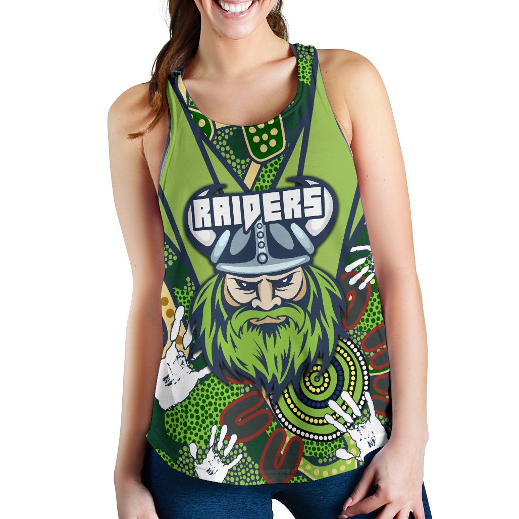 (Custom Personalised) Raiders Women's Racerback Tank Canberra Indigenous - Vibe Hoodie