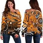 Tigers Women's Off Shoulder Sweater Wests Indigenous - Vibe Hoodie