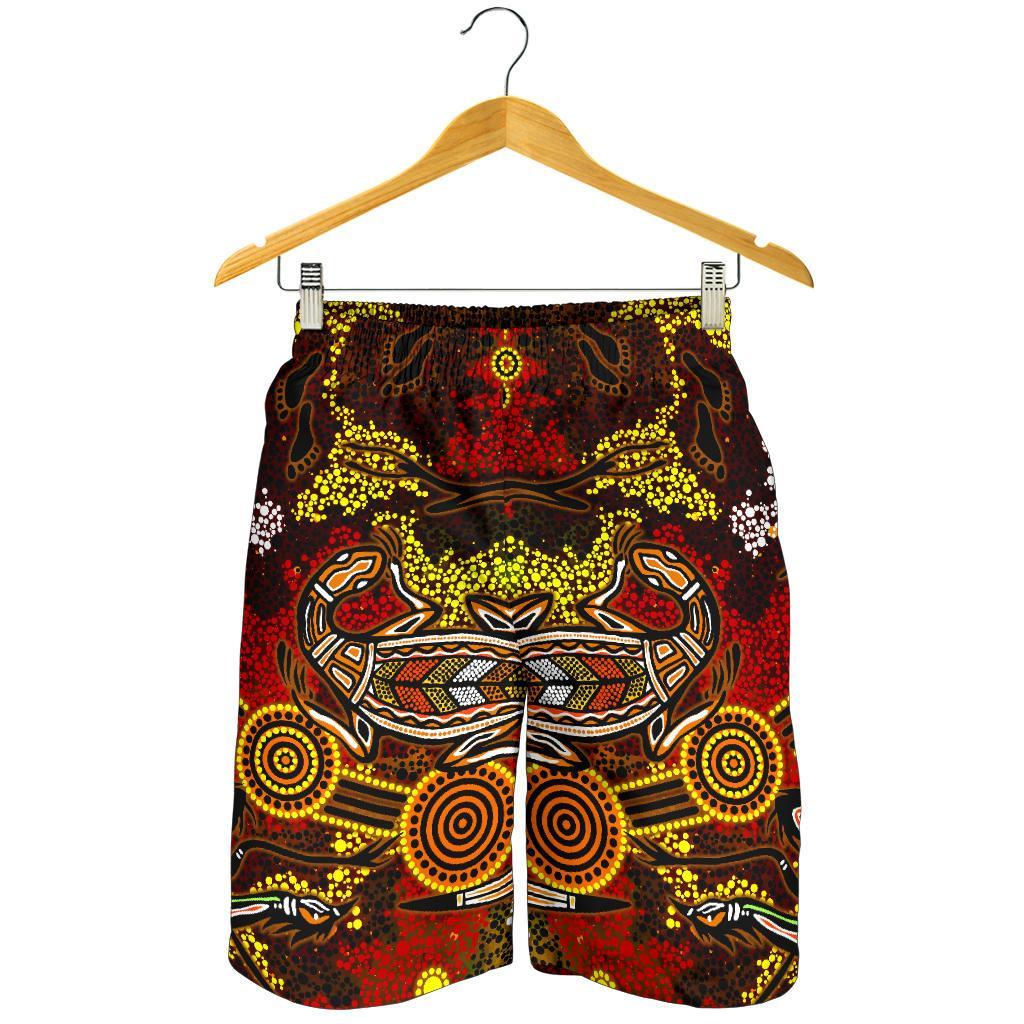 aboriginal-mens-shorts-kangaroo-and-lizard-dot-painting-art