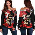 Anzac Women's Off Shoulder Sweater - A Day We Will Never Forget - Vibe Hoodie