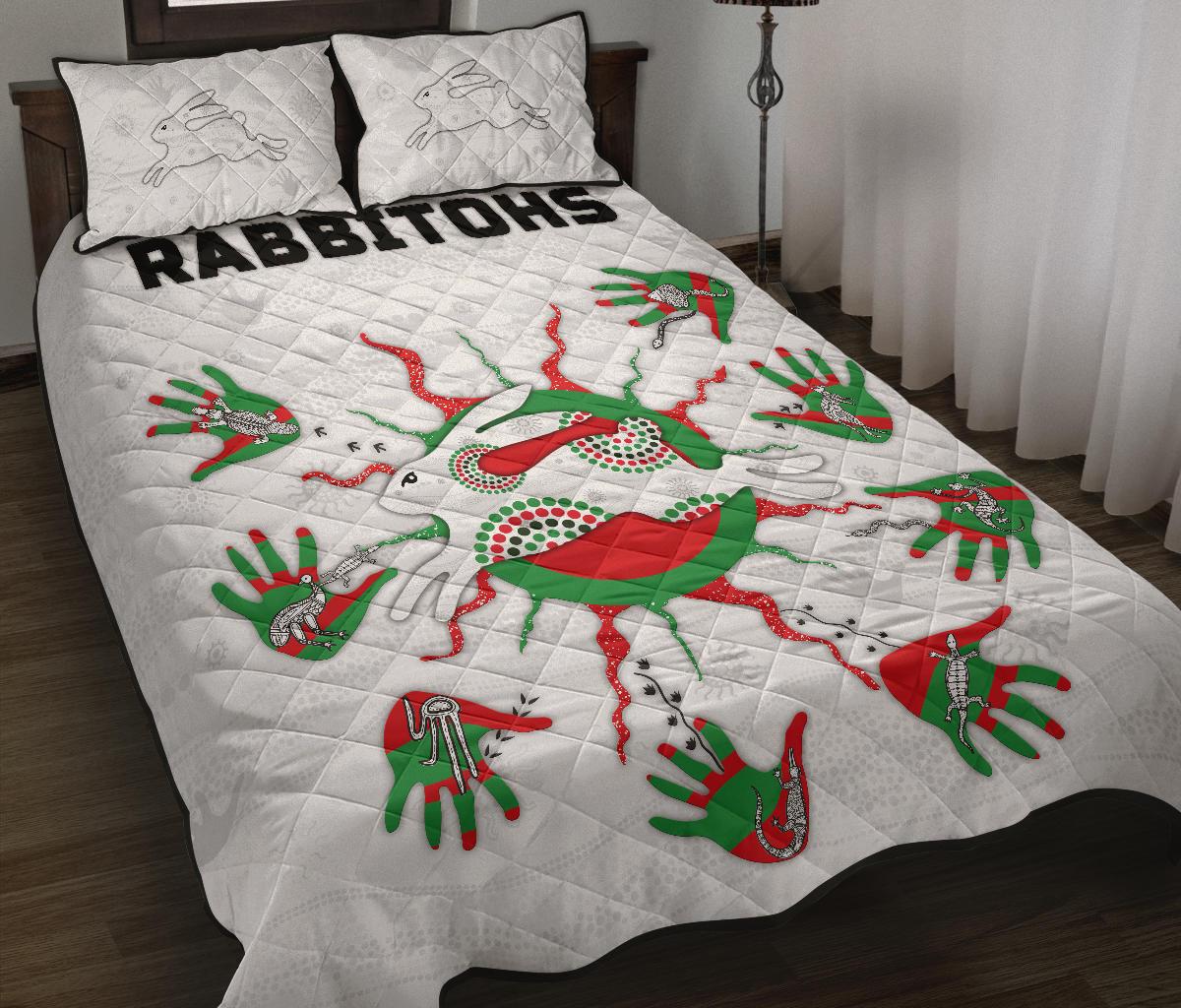 rabbitohs-indigenous-quilt-bed-set-animals-aboriginal