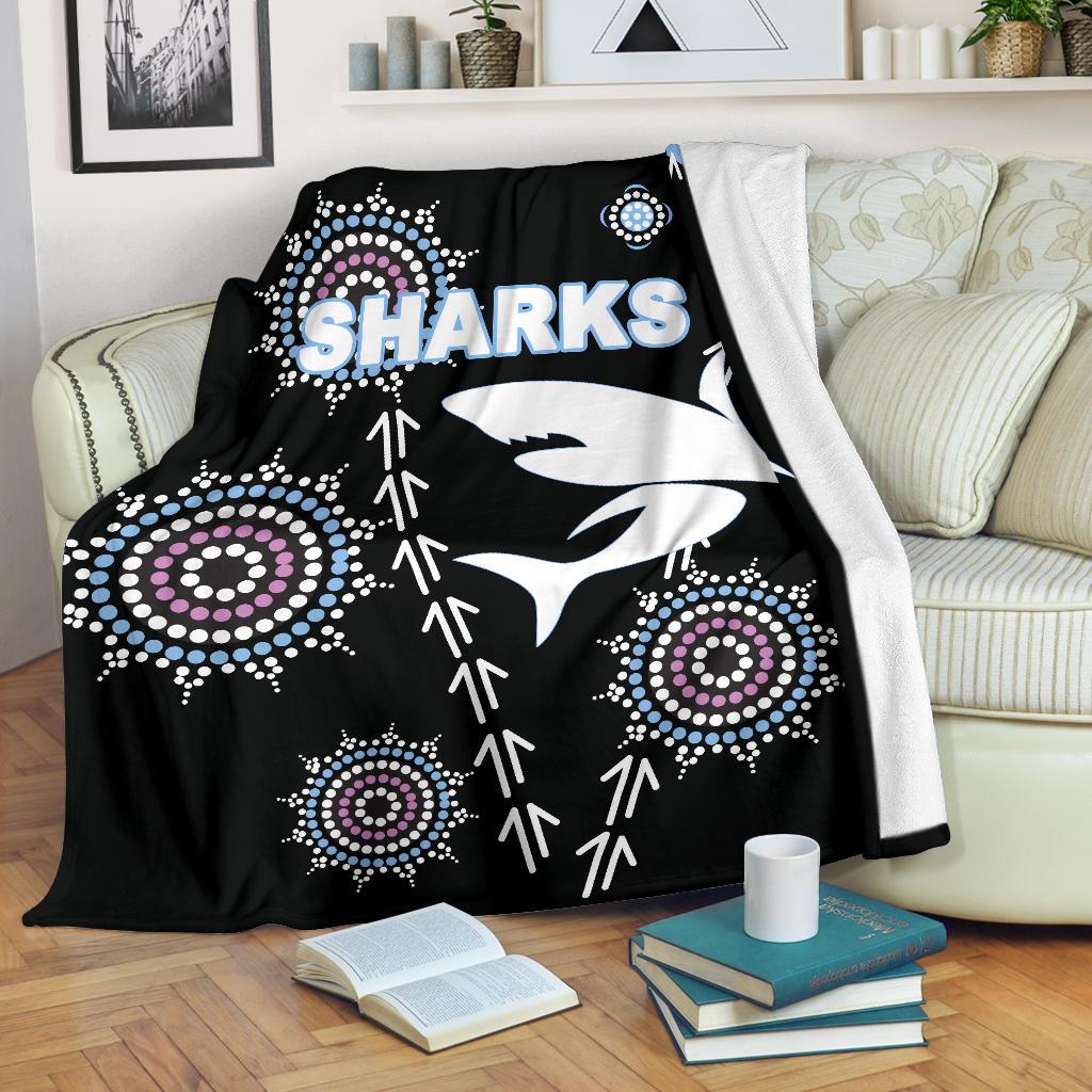 cronulla-premium-blanket-sharks-simple-indigenous-black