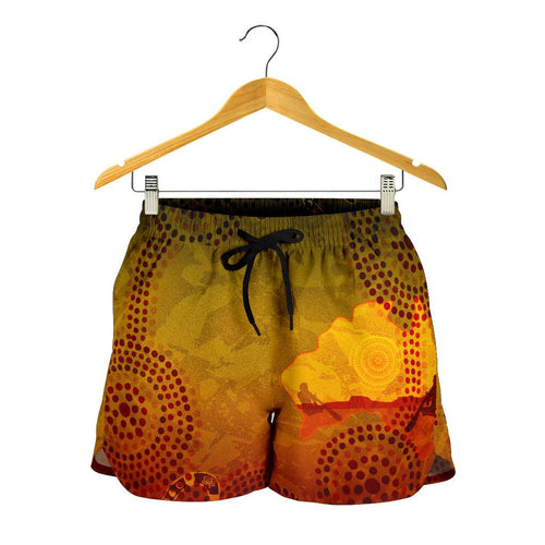Aboriginal Women's Shorts, Australian Map with  Indigenous Color - Vibe Hoodie