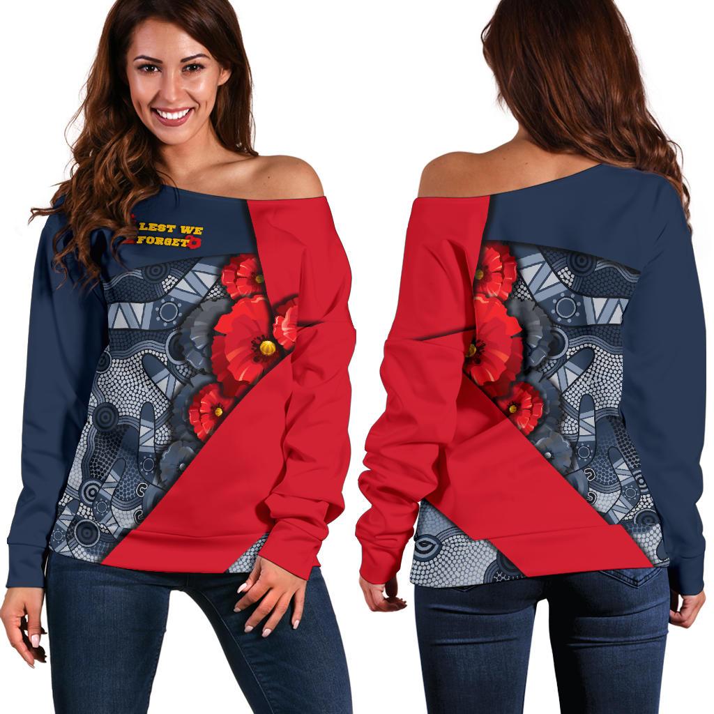 Aboriginal Off Shoulder Sweater (Women), Anzac Day - Vibe Hoodie