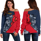 Aboriginal Off Shoulder Sweater (Women), Anzac Day - Vibe Hoodie