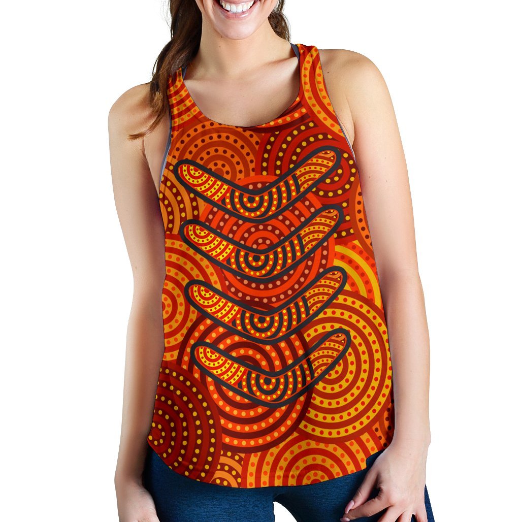 Aboriginal Women's Racerback Tank - Aboriginal Boomerangs And Dot Circle - Vibe Hoodie