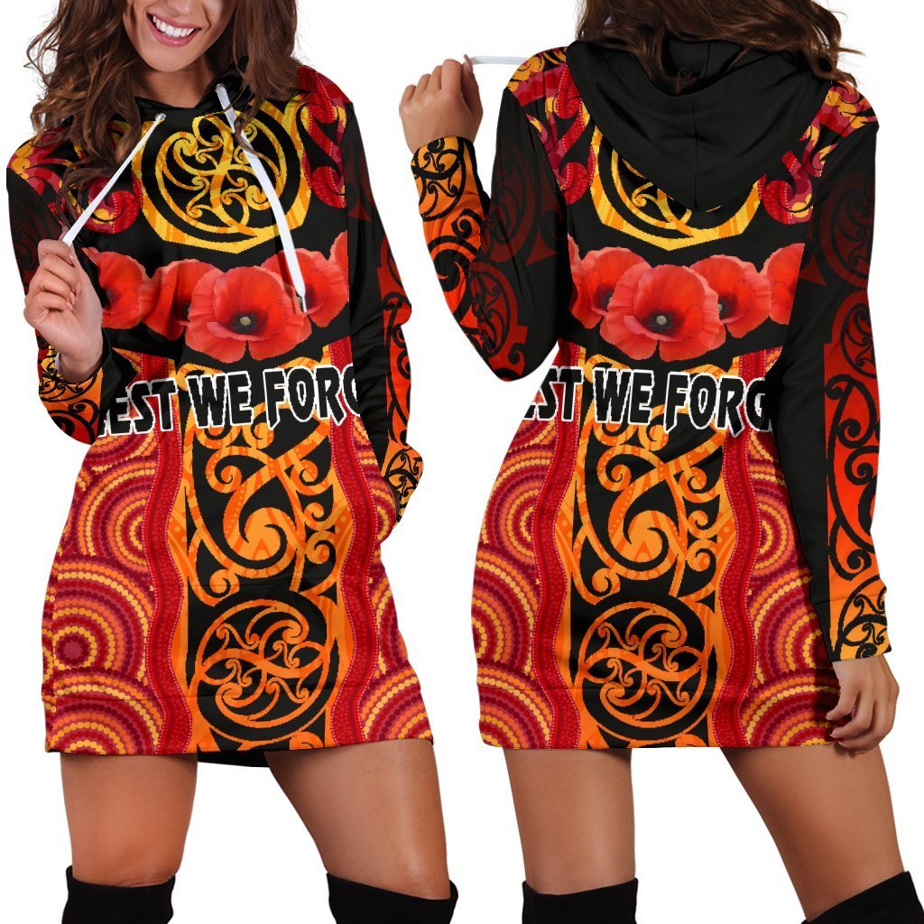 anzac-lest-we-forget-poppy-women-hoodie-dress-new-zealand-maori-silver-fern-australia-aboriginal