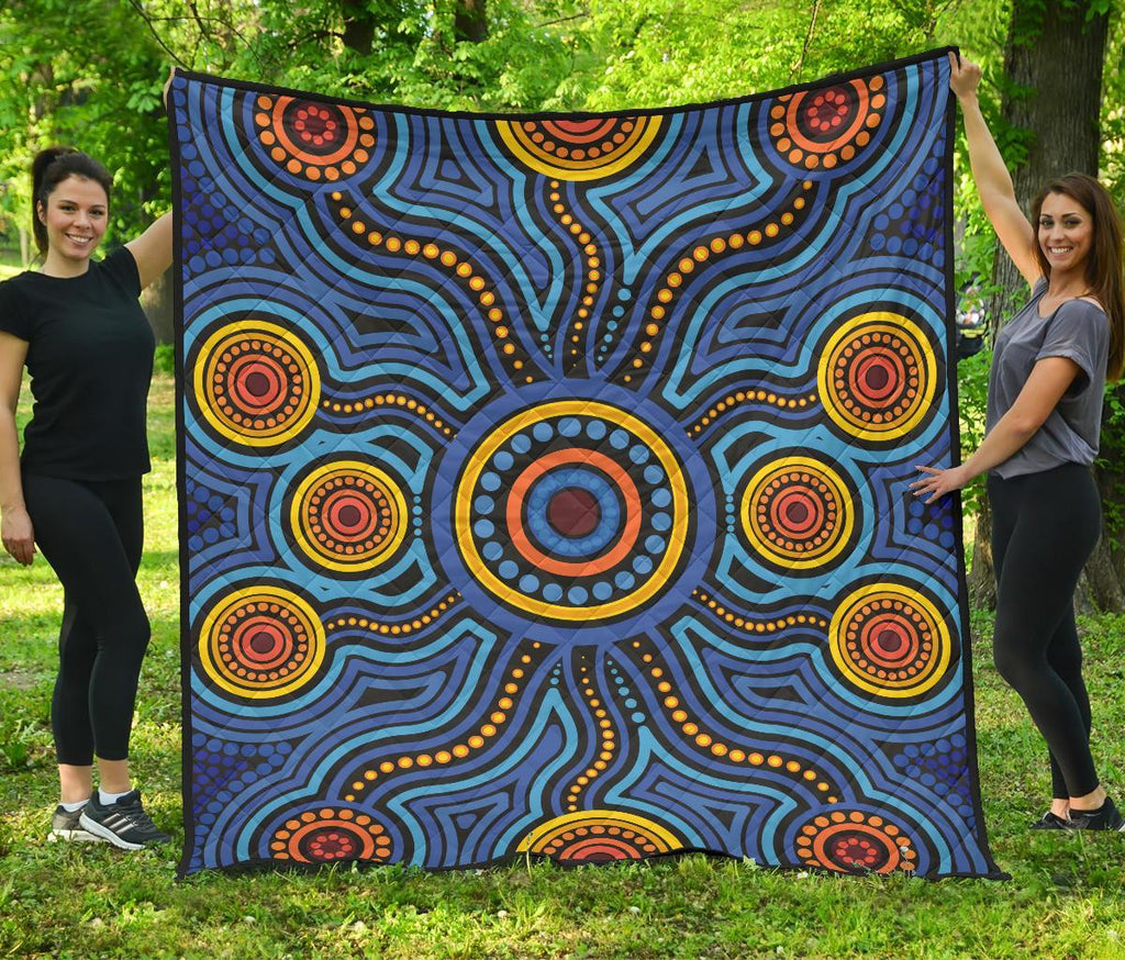 aboriginal-premium-quilt-aboriginal-flower-blue-dot-painting-art