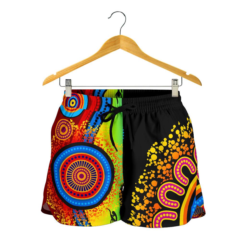 Aboriginal Shorts, Circle Dot Painting Indigenous Blue Dream Women - Vibe Hoodie