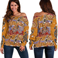 Off Shoulder Sweater - Aboriginal Patterns Sweater Australian Animals - Vibe Hoodie