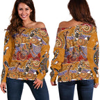 Off Shoulder Sweater - Aboriginal Patterns Sweater Australian Animals - Vibe Hoodie