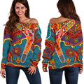 Aboriginal Women's Off Shoulder Sweater - Indigenous Boomerang - Vibe Hoodie