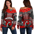 Dragons Women's Off Shoulder Sweater St. George Anzac Day - Vibe Hoodie
