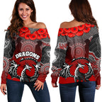 Dragons Women's Off Shoulder Sweater St. George Anzac Day - Vibe Hoodie