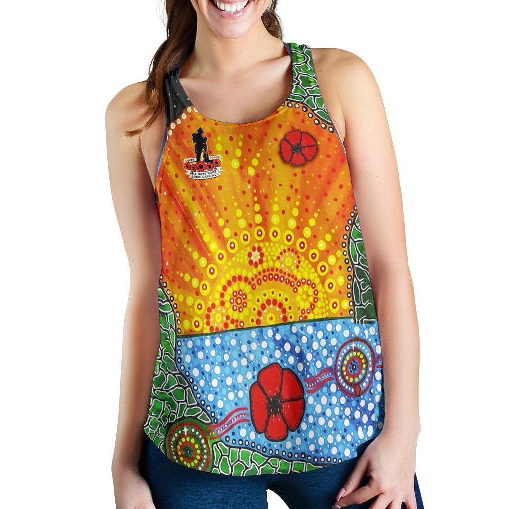 Anzac Day Women Racerback Tank - Lest We Forget Poppy - Vibe Hoodie