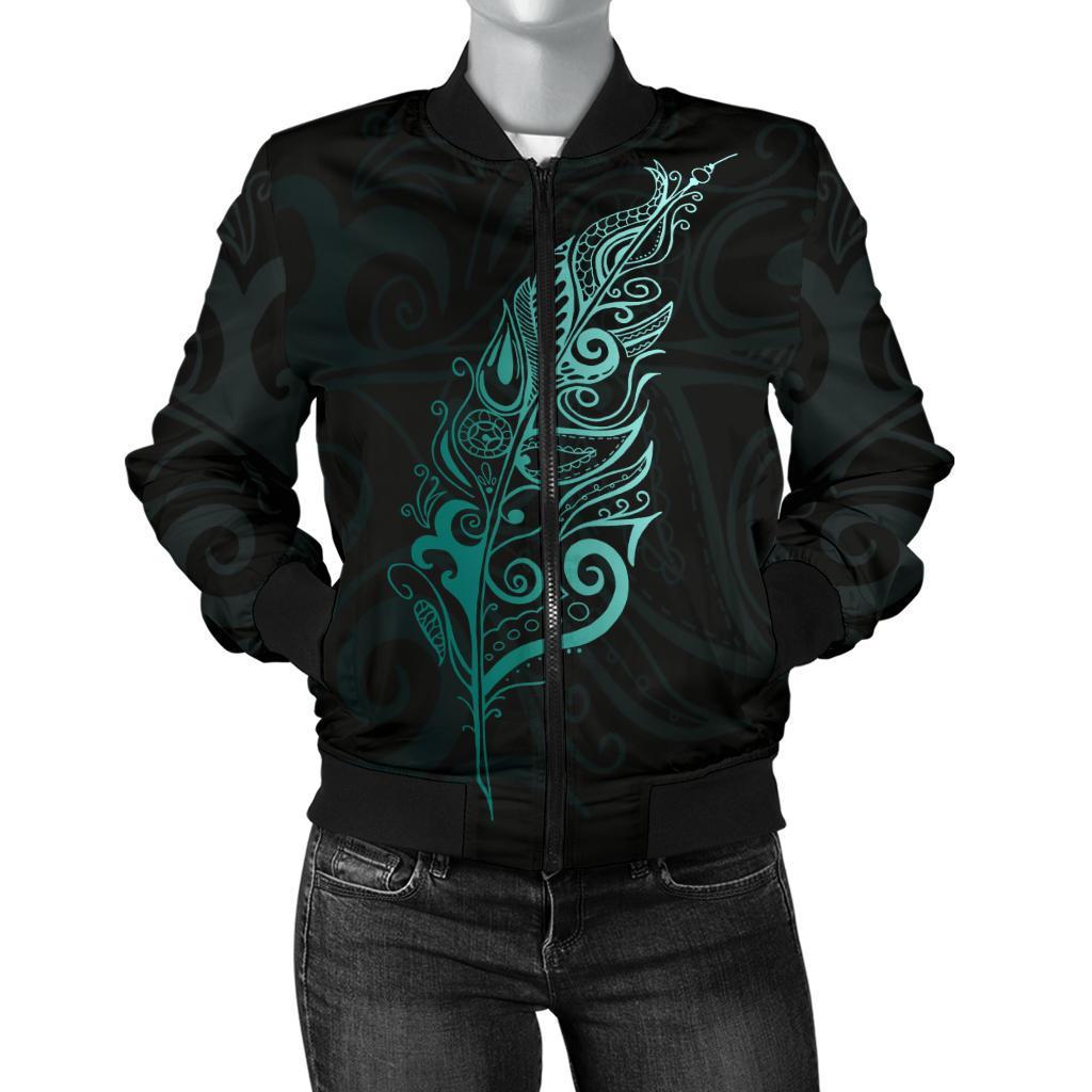 light-silver-fern-new-zealand-women-bomber-jacket-turquoise