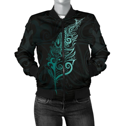 light-silver-fern-new-zealand-women-bomber-jacket-turquoise