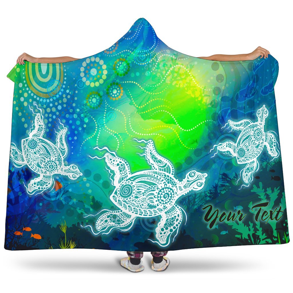 custom-text-aboriginal-hooded-blanket-indigenous-turtle-ocean-dot-painting-art