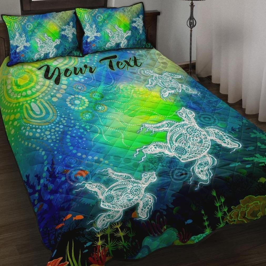 custom-text-aboriginal-quilt-bed-set-indigenous-turtle-ocean-dot-painting-art