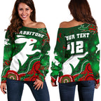 (Custom Personalised) Rabbitohs Women's Off Shoulder Sweater Magic Style - Vibe Hoodie