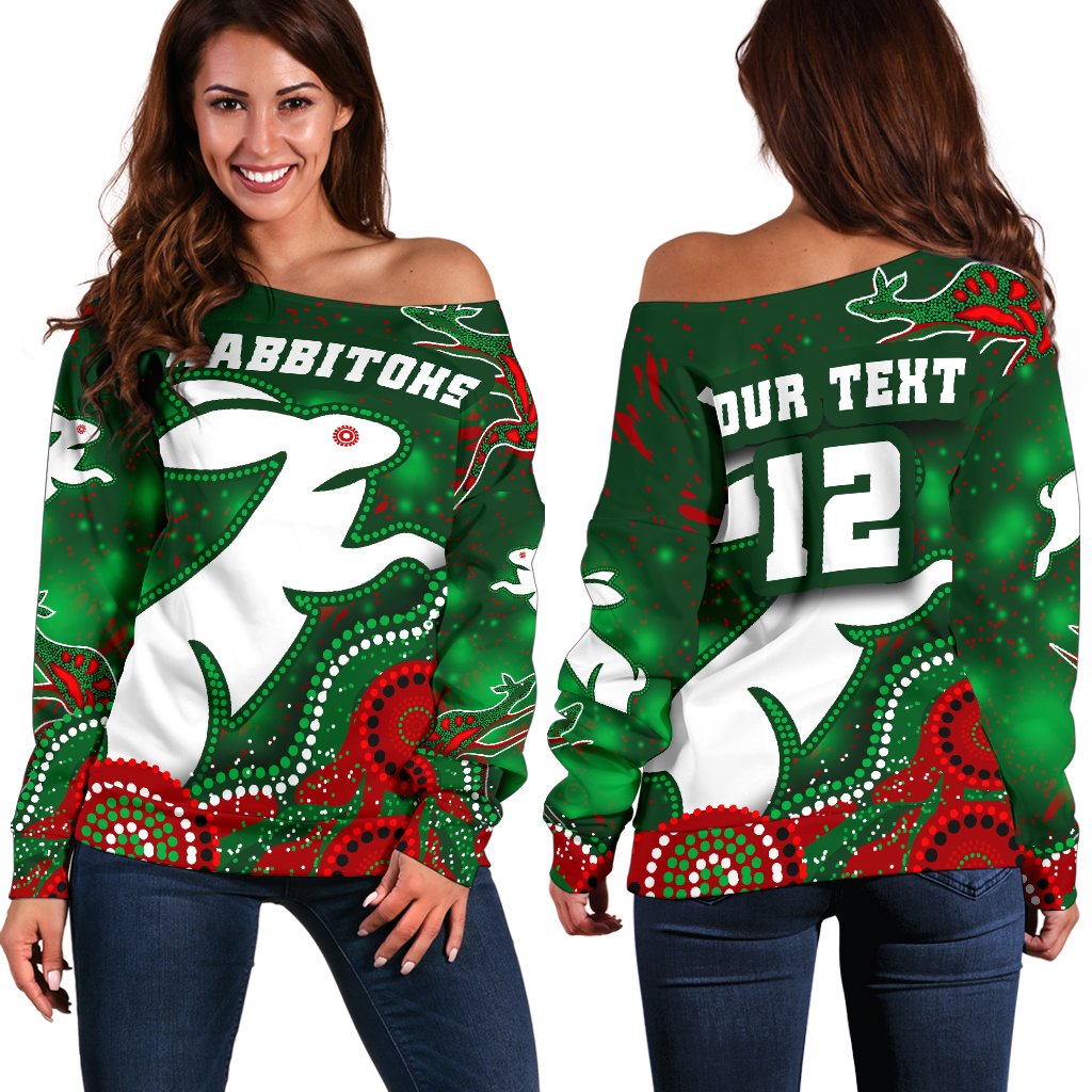 (Custom Personalised) Rabbitohs Women's Off Shoulder Sweater Magic Style - Vibe Hoodie