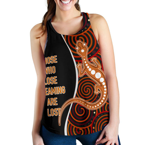 Aboriginal Personalised  Women's Racerback Tank - Indigenous Lizard Dreaming - Vibe Hoodie