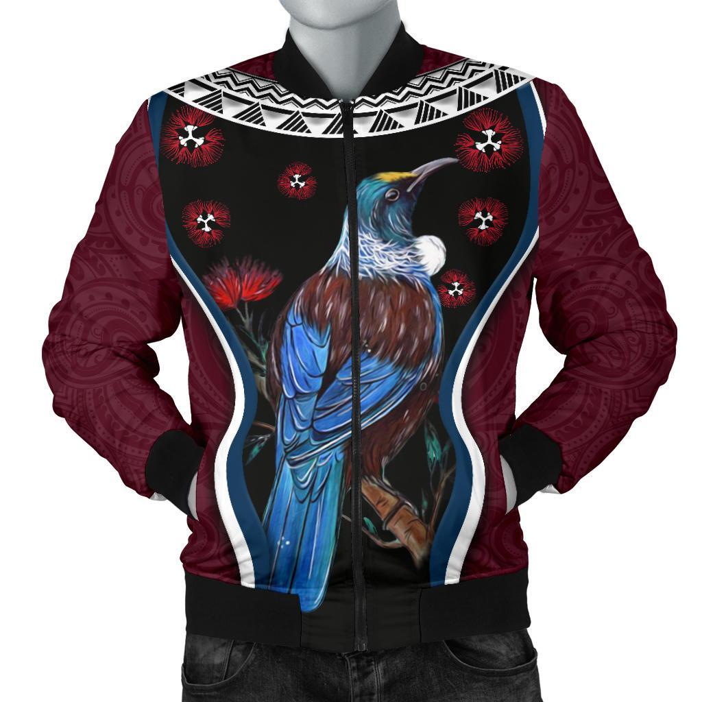 new-zealand-tui-bird-men-bomber-jacket-pohutukawa-burgundy