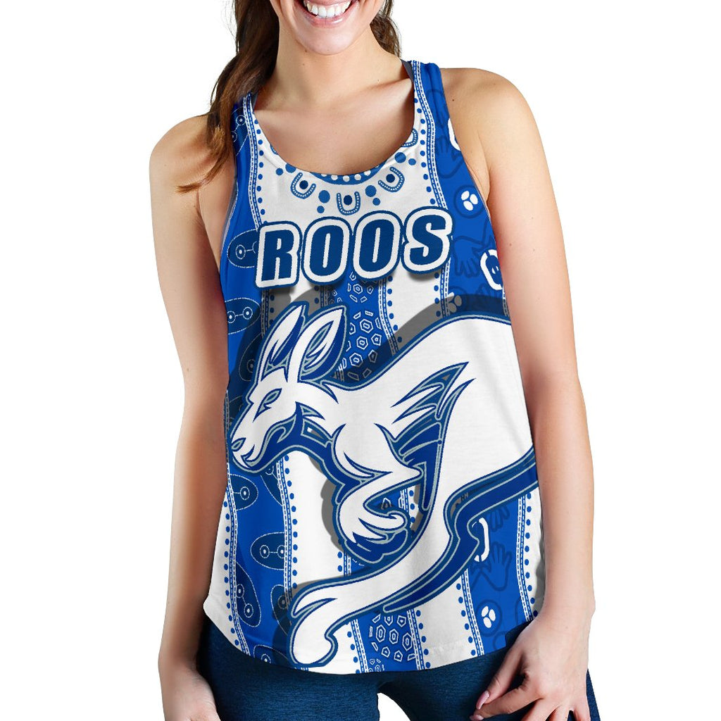 Melbourne Kangaroos Women Racerback Tank Indigenous North - Roos White - Vibe Hoodie