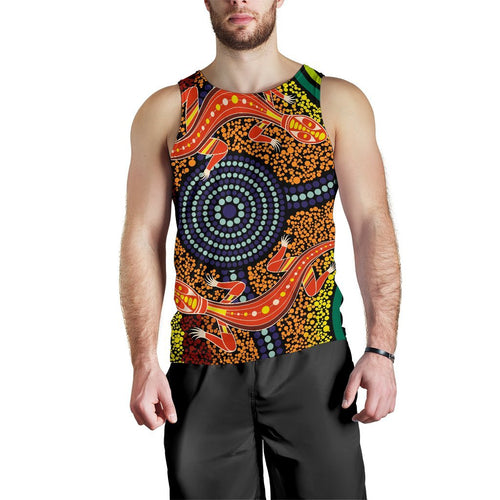1st-australia-men-tank-top-aboriginal-two-lizards-dot-painting-circle