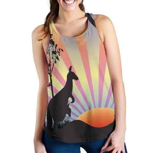 Racerback Tank - Kangaroo Top Tank Sunset Ver03A - Women - Vibe Hoodie