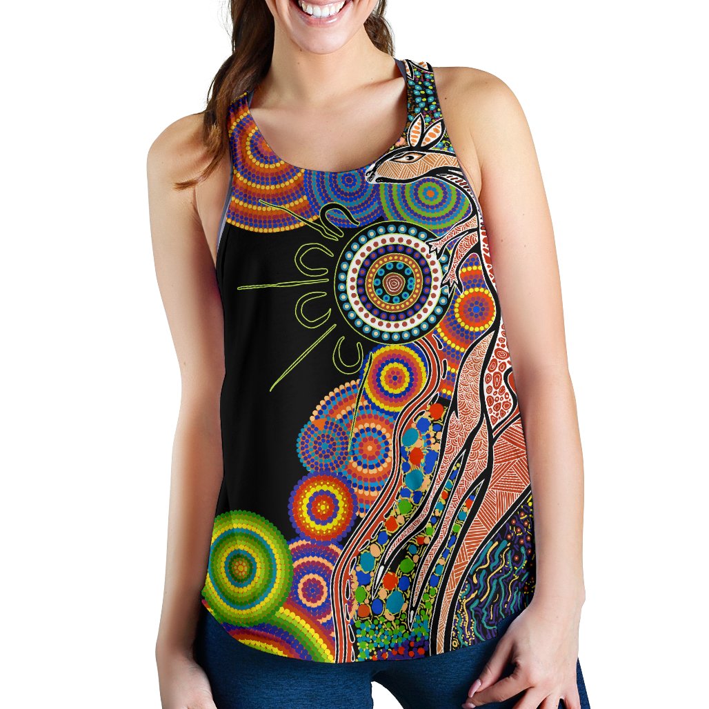 Australia Women's Racerback Tank Aboriginal Style NO.1 - Vibe Hoodie