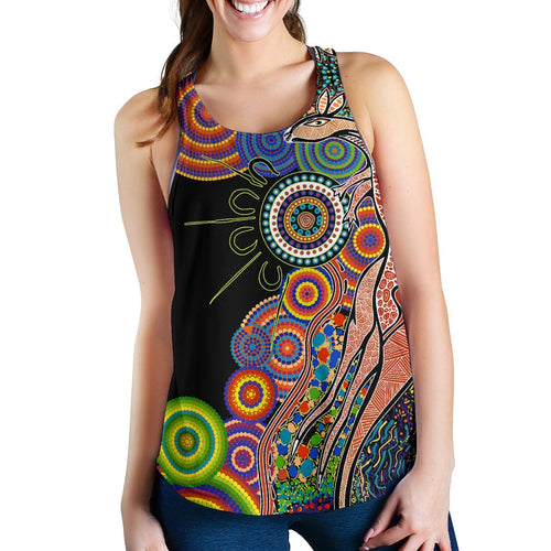 Australia Women's Racerback Tank Aboriginal Style NO.1 - Vibe Hoodie