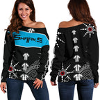 Sharks Women's Off Shoulder Sweater Aboriginal Black - Vibe Hoodie