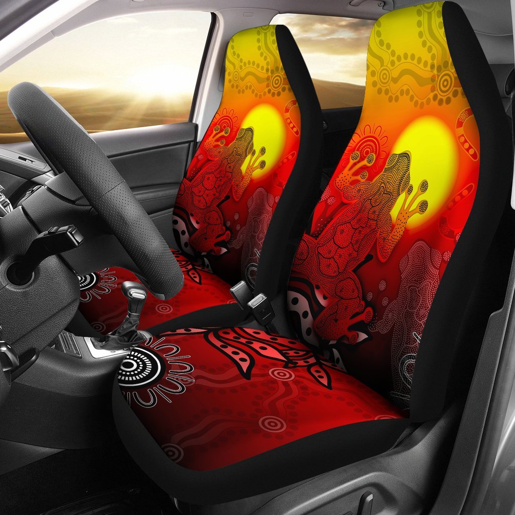 aboriginal-car-seat-covers-indigenous-frog-red
