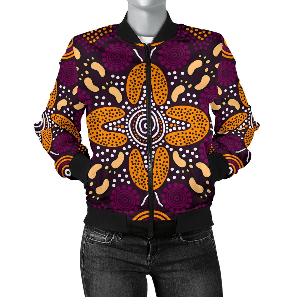 aboriginal-womens-bomber-jacket-flowers-dot-panting-art