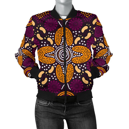 aboriginal-womens-bomber-jacket-flowers-dot-panting-art