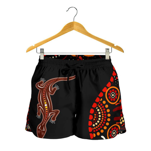 Aboriginal Women's Shorts - Aboriginal Lizard With Dot Painting Patterns - Vibe Hoodie