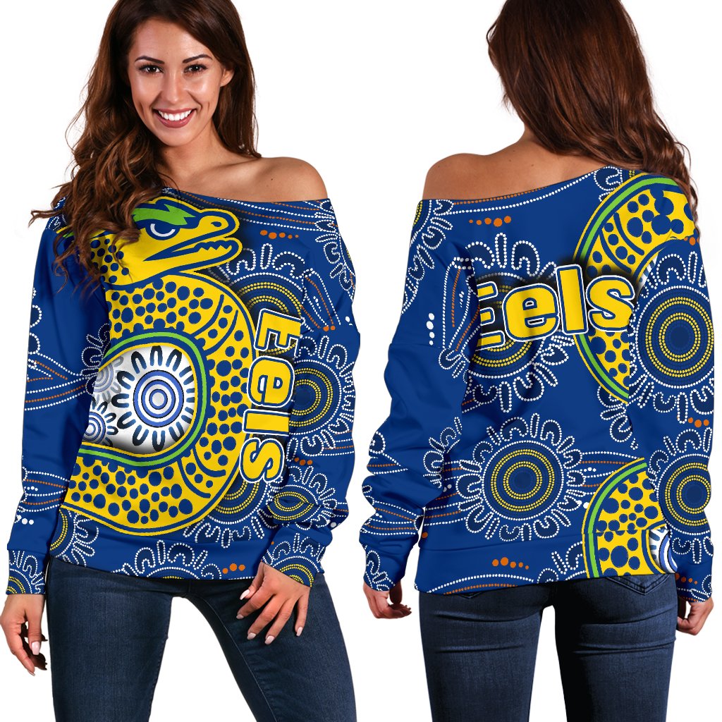 Parramatta Eels Women's Off Shoulder Sweater Indigenous - Vibe Hoodie