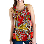 Aboriginal Women's Racerback Tank, Kangaroo Dot Painting Patterns - Vibe Hoodie