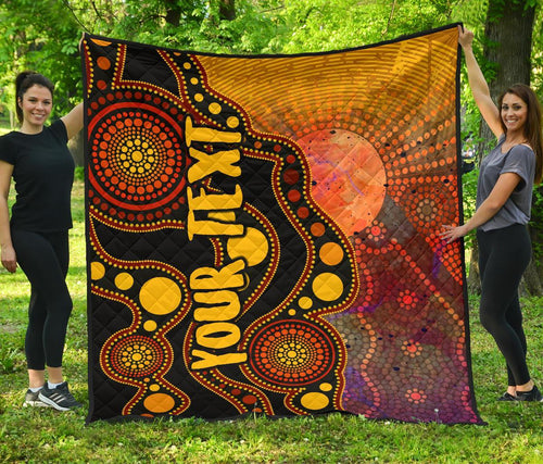 custom-text-aboriginal-premium-quilt-australia-indigenous-flag-circle-dot-painting-art-golden