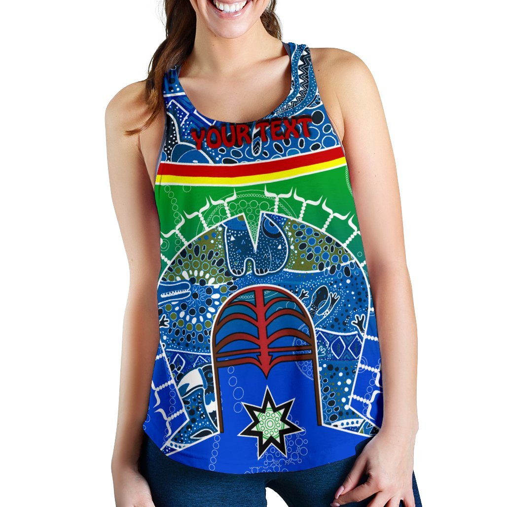 Personalised Women's Racerback Tank - Torres Strait Symbol With Aboriginal Patterns - Vibe Hoodie