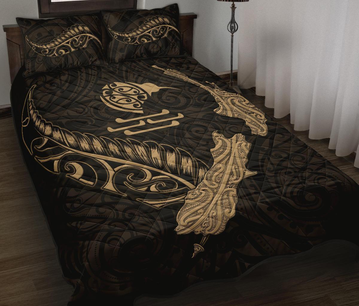 new-zealand-heart-quilt-bed-set-map-kiwi-mix-silver-fern-gold