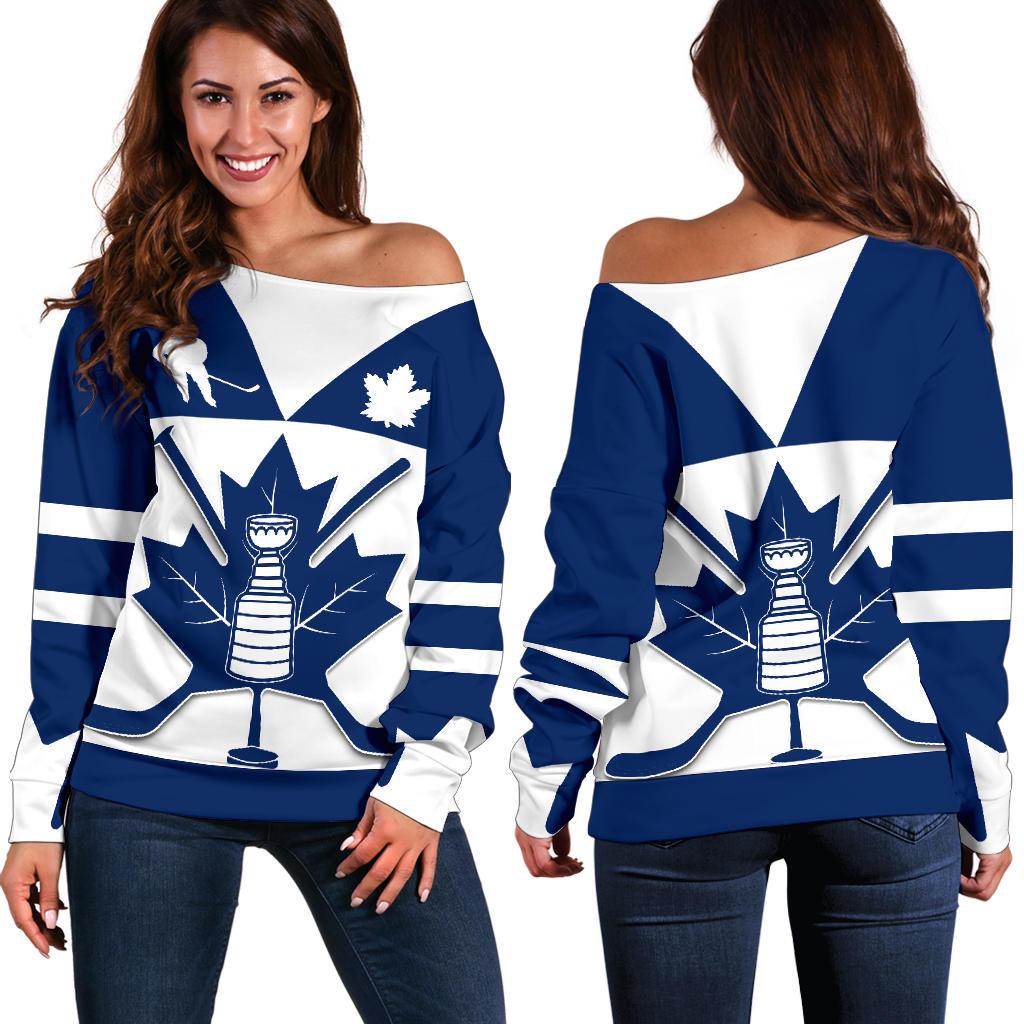 Canada Hockey Maple Leaf Champion Off Shoulder Sweater - Vibe Hoodie