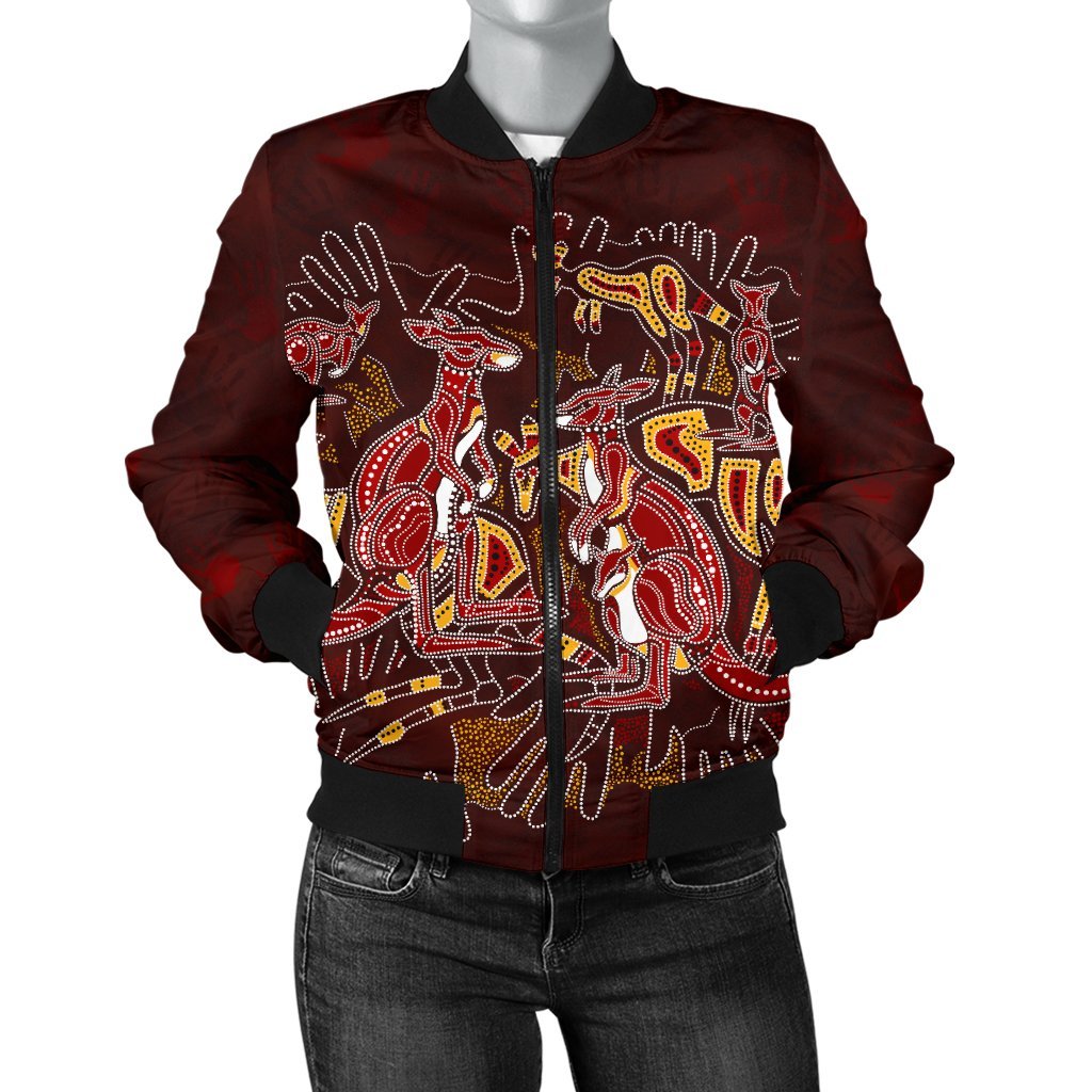 aboriginal-womens-bomber-jacket-kangaroo-family-with-hand-art