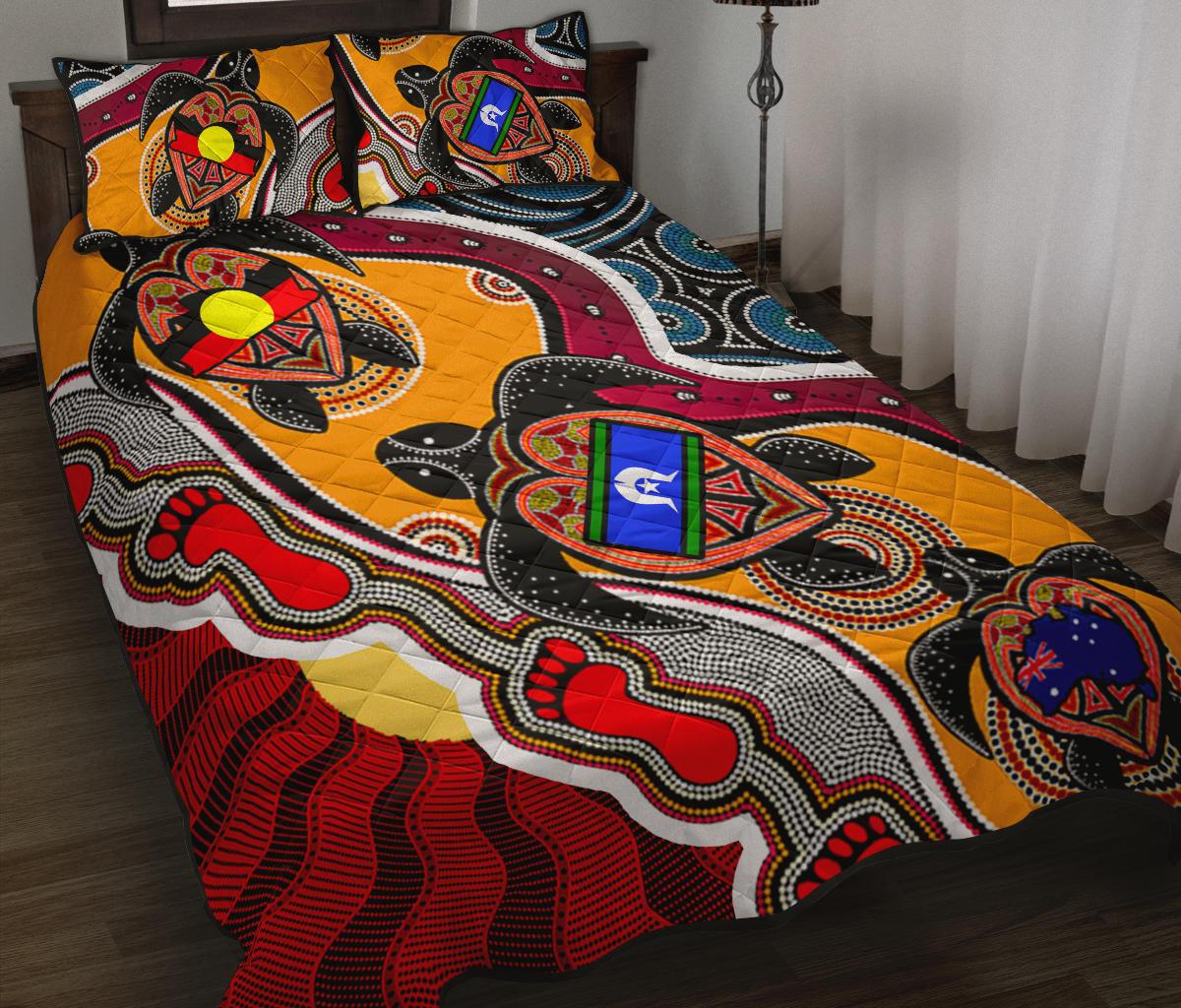 1saustralia-quilt-bed-set-australia-aboriginal-dots-with-turtle-and-naidoc-flags