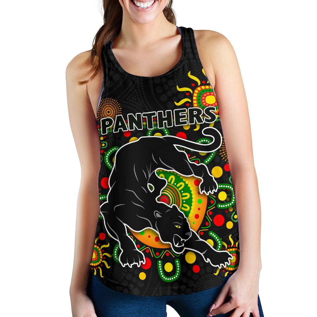 Penrith Women Racerback Tank Indigenous Panthers - Black - Vibe Hoodie