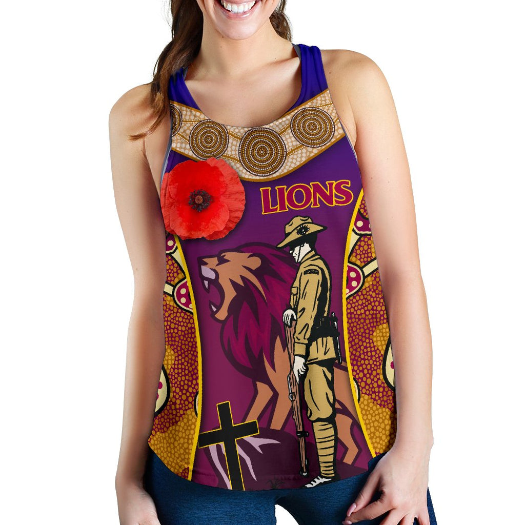 Brisbane Women's Racerback Tank Lions Anzac Day Gradients Style - Vibe Hoodie