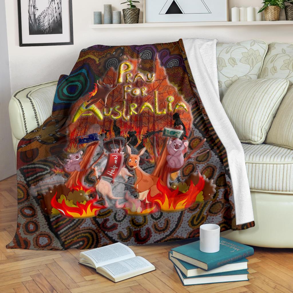 pray-for-australia-premium-blanket-aboriginal-pattern-love-australia